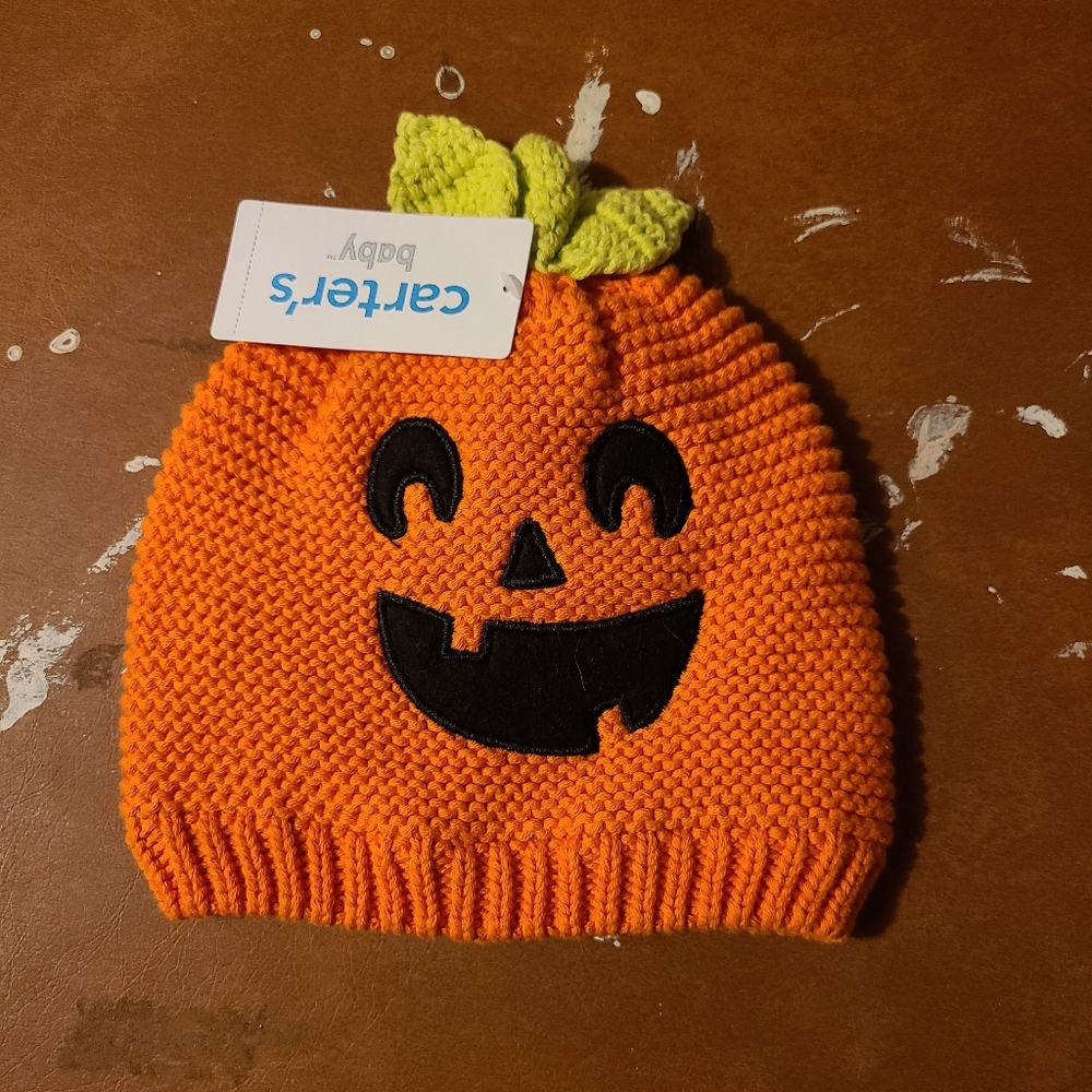 Jack-o-lantern baby hat
